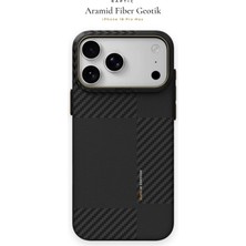 iPhone 18 Pro Max Kılıf M-Safe Uyumlu 600D Raptic Aramid Fiber Karbon Geotik Serisi Kapak Siyah