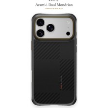 iPhone 18 Pro Max Kılıf M-Safeli Raptic Aramid Dual Karbon Fiber Mondrian Serisi Kapak Siyah