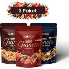 WaspCo Granola - Kırmızı Meyveler 270 G + Yaban Mersini & Kuruyemiş 200 G + Fındık & Kakao 200 G