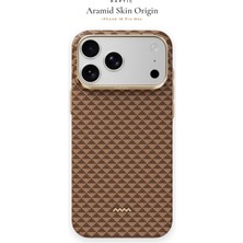 iPhone 18 Pro Max Kılıf M-Safe Özellikli Raptic Aramid Skin Origin Serisi Karbon Kapak Kahverengi