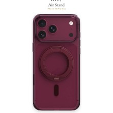 iPhone 18 Pro Max Kılıf M-Safe Özellikli Raptic Air Stand Serisi Aynalı Arka Yüzey Standlı Bordo