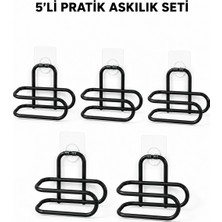 Yakup Tokatlı Moda Ytm Siyah Metal Wc Kağıtlık Yapışkanlı Tuvalet Kağıdı Rulo Tutucu 5 Adet Avantajlı Set