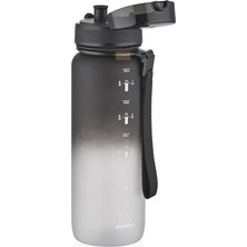 Herovia 800ML Çift Renkli Sızdırmaz Bpa Içermez Kilitlenebilir Kapaklı Motivasyonel Tritan Su Matarası (Siyah-Beyaz)
