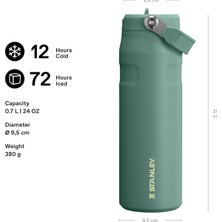 Herovia Iceflow™ Aerolight™ Flip Straw 2.0 Pipetli Termos Su Şişesi 0.7 Litre - Yeşil (Shale) | Paslanmaz Çelik