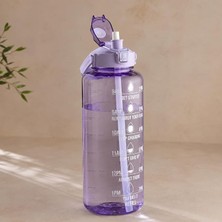 Herovia ml Pipetli Motivasyon Matarası - Zaman Çizelgeli Büyük Boy Sporcu Su Şişesi ve Suluk
