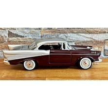 Herovia Ölçek 1957 Chevy Bel Air Die-Cast Metal Model Araba, Açılabilir Kapılı Detaylı Klasik Amerikan Otomobili, Koleksiyon ve Dekoratif Sergileme Aracı