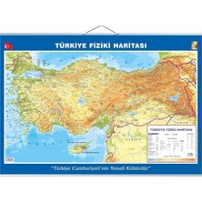 Herovia Türkiye Haritası 70X100 cm Çift Taraflı Çıtalı Askılı Hem Siyasi Hem Fiziki, Çok Renkli
