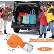 Herovia Adet Turuncu Polyester Gergi Kayışı, Kısa, Germe Kayışı, 1 M x 2,5 Cm, Çinko Alaşım Klipsli, Ayarlanabilir Bağlama Kayışı, Bisiklet, Trolley, Araba Kemeri Için (4 Adet, 1 M)