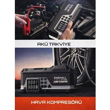 Herovia 12.000MAH Akü Takviyeli 1000A Tepe Akımlı 5ın1 Üfleme ve Vakum Özellikli Araç Kompresörü