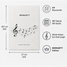 Herovia Müzik Defteri A4 Dikey Tel Dikişli, Karton Kapaklı 40 Yaprak