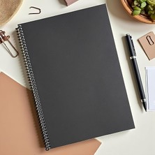 Herovia Tanıtım Çizgisiz Spiralli Not Defteri, A4 Boyut (21X29,7 Cm), 60 Yaprak, 90GR. Ivory Kağıt, Ofis Için Ideal (Siyah Kapak)