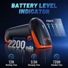 Herovia HW0002 Kablosuz Barkod Okuyucu, 1d/2d/qr Kod Tarayıcı, Bluetooth/2.4g/usb 3’ü 1 Arada, Titreşim Uyarılı & Şarj Göstergeli, Stand Dahil