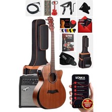 Herovia M450-EQ-50AMP Masif Ağaç 50W Amfili Elektro Akustik Gitar Seti Üst Segment