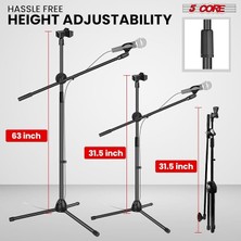 Herovia Core Mikrofon Standı Zemin Evrensel Yüksekliği Ayarlanabilir Tripod Mikrofon Standları 2 Mikrofon Tutar W Uzayan Teleskopik Bom Kolu Katlanabilir Taşınabilir Sahne Üzerinde Stüdyo Için Siyah - Ms