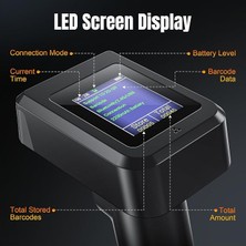 Herovia HW0006 | 2d Wireless Barcode Scanner With Display Screen – Bluetooth, 2.4g & USB 3-In-1 Kablosuz El Tipi Barkod Okuyucu