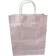 Herovia Kraft Kağıt Çanta, Büküm Saplı, 25X31X12 Cm, Hediyelik Butik Mağaza Poşeti, 25 Adet (Pembe)