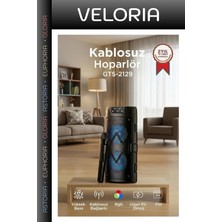 Veloria Özel Üretim Seyyar Ses Bluetooth Hoparlör Mikrofonlu Rgb Işıklı GTS-2129 Siyah