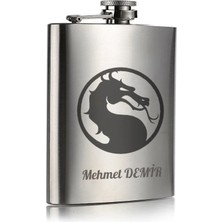 Yakup Tokatlı Moda Ytm Kişiye Özel Ejderha Temalı Hediye 9 Oz Çelik Cep Matarası 266 ml Içecek Cep Matarası