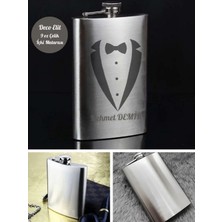 Yakup Tokatlı Moda Ytm Kişiye Özel Smokin Damat Temalı 9 Oz Çelik Cep Matarası 266 ml Sevgiliye Hediye