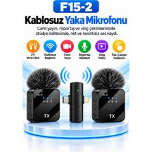Blackbird Game Center F15-2 Ikili Kablosuz Yaka Mikrofonu Type-C Lightning Uyumlu Vlog Canlı Yayın Mikrofonu