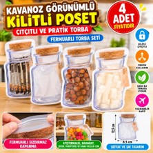 Yakup Tokatlı Moda Ytm- Kavanoz Görünümlü Kilitli Poşet Çıtçıtlı ve Pratik Torba 4 Adet