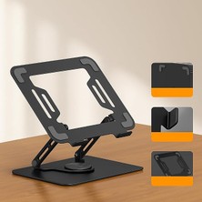 Katlanabilir Ayarlanabilir Alüminyum Laptop Standı, Taşınabilir Ergonomik Notebook Yükseltici, 6 Kademeli Yükseklik Ayarlı, MacBook Tablet Uyumlu, 10-17 Inç, Siyah