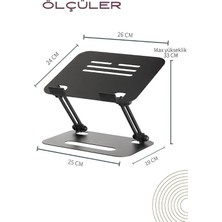 2 Tüm Modellerle Uyumlu Metal Kolay Ayarlanır Katlanabilir Siyah Laptop Standı Yükseltici Laptop Sehpası