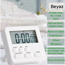 Ahes Alarmlı Dijital Öğrenci Sınav Kronometresi 24 Saat Geri Sayım Cihazı Saat - Alarm/kronometre Beyaz Beyaz