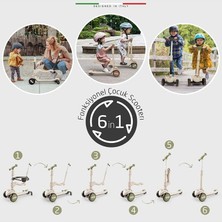 Ahes Potenza 4in1 Ebeveyn Kontrollü 5 Tekerlekli Çocuk Scooter Işıklı Oturaklı Yeşil, ELSCTPOTENZA-027
