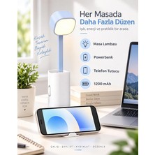 Ahes Şarjlı Dokunmatik 20 LED Çalışma Okuma Işığı Masa Lambası Ayarlanabilir Parlaklık Powerbank 1200MAH