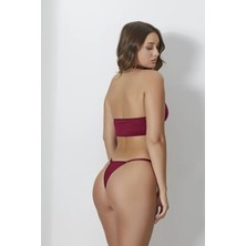 Lux Store Kadın Bordo Ayarlanabilir Tanga Külotlu Büstiyer Takım - Modern, Konforlu ve Günlük Kombinlere Uygun