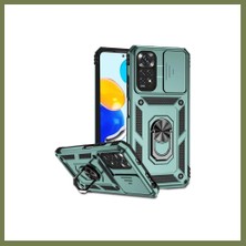 Candar Ticaret Redmi Note 11 Pro Uyumlu Kılıf Pars Lens Yüzüklü Silikon - Yeşil Srh