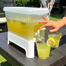 Litre Musluklu ve Ayaklı Buzdolabı Içi Su Sebili, Su Sebili, Limonata, Portakal Suyu, Piknik, Balkon, Seyyar Masa Sebili, 4 Litre Sebil (Şeffaf Beyaz)