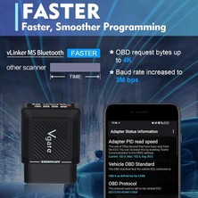Vlinker Ms Bluetooth Obd2 Araç Tarama Cihazı Iphone/ios, Android ve Windows Için, Çoklu Can Protokollerini Destekler (Gmlan, Ms Can, Ch Can, Ls Can)