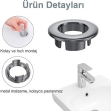 MSP Set Krom Görünümlü Metal Lavabo Taşma Yüzüğü, Kolay Montaj, Evrensel Uyumlu, Mutfak Banyo Için