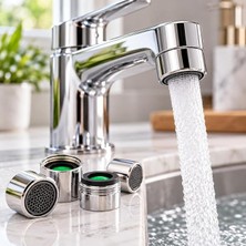 MSP Ucu Perlatör 4'lü Set – Içten Dişli Krom Görünümlü Batarya Ucu Süzgeci, Su Akış Düzenleyici Aeratör Başlığı, Mutfak ve Banyo Lavabo Muslukları Için