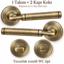MSP Antik Sarı Wc Kapı Kolu Yuvarlak Rozetli