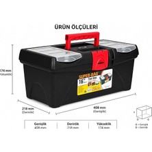 MSP Bag 16 Inç Plastik Takım Çantası, Organizer Bölmeli Alet Çantası, Kilitli El Aleti Saklama ve Taşıma Kutusu, Ev Garaj Atölye Kullanımı, ASR2017