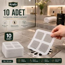 MSP Süzgeci 10’lu Set, Yapışkanlı Saç ve Kıl Tutucu Gider Kapağı, Banyo Duş Küvet ve Lavabo Drenaj Koruyucu, Böcek ve Haşere Önleyici, 10X10 cm