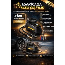 MSP Araç Hava Kompresörü, Dijital Ekranlı Lastik Şişirme Pompası, 150 Psı Hızlı Şişirme, Otomatik Kapanma, LED Işıklı, Çok Amaçlı Uçlu (Araba, Bisiklet, Motor, Top, Şişme Yatak) A6688