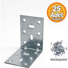 MSP (25 Adet) Eşya Dolap Duvara Sabitleme Köşebent Bağlantı Aparatı L Demiri Gönye 40X60X60 mm