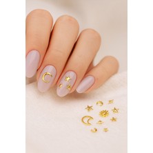 Mia Professional Charm Gökyüzü Mix Altın - Ay Yıldız 3D Nail Art Tırnak Süsü Seti