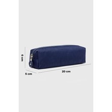 MSP 01106 Lacivert Krinkıl Kumaş Unisex Tek Bölmeli Suya Dayanıklı Parmak Kalemlik Kalem Kutusu