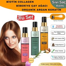 MSP Sıvı Saç Kremi Seti - Biotin & Collagen - Organik Argan & Keratin - Biberiye & Çay Ağacı Durulanmayan, Saç Dökülmesi Karşıtı, Hızlı Uzama Etkili Bakım Spreyi