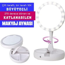 MSP 10X Büyüteçli USB LED Işıklı Çift Yönlü Katlanabilir Makyaj Aynası