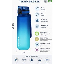 800ML -Yeni Ebat-Çift Renk Softtouch Tritan Su Matarası -Turkuaz, Mavi-Turkuaz