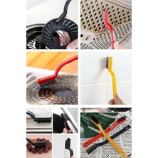 6'lı Mini Tel Fırça Seti Aspiratör Musluk Duşakabin Lavabo Fırın Ocak Mutfak Derz Banyo Tuvalet Pas Yağ Temizlik Bulaşık Fırçası 3 Çeşit Pirinç-Çelik-Naylon