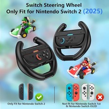 Steering Wheels For Nintendo Switch 2 Joycon Controllers, Switch 2 Racing Wheels For Mario Kart World/ 8 Deluxe, Switch Driving Wheel Grip For Joy-Con 2 Controller Accessories-Black (2 Pack)