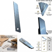 Bıçağı Yedek Ağzı, Karbon Çelik, 18MM Genişlik, 0.5mm Kalınlık, 3 Aşamalı Bilenmiş Kenar, 10'lu Paket