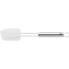 CetKing Profi Plus Silikon Hamur Spatulası, 26 x 5,5 Cm, Cromargan® Yüksek Kaliteli Yarı Mat Paslanmaz Çelik, 200°C'YE Kadar Isıya Dayanıklı, Beyaz, Bulaşık Makinesinde Yıkanabilir